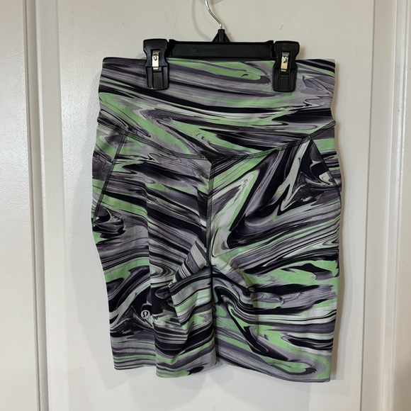 LULULEMON BASE PACE HIGH RISE RUNNING SHORT GREY GREEN SWIRL 6 - Picture 3 of 7